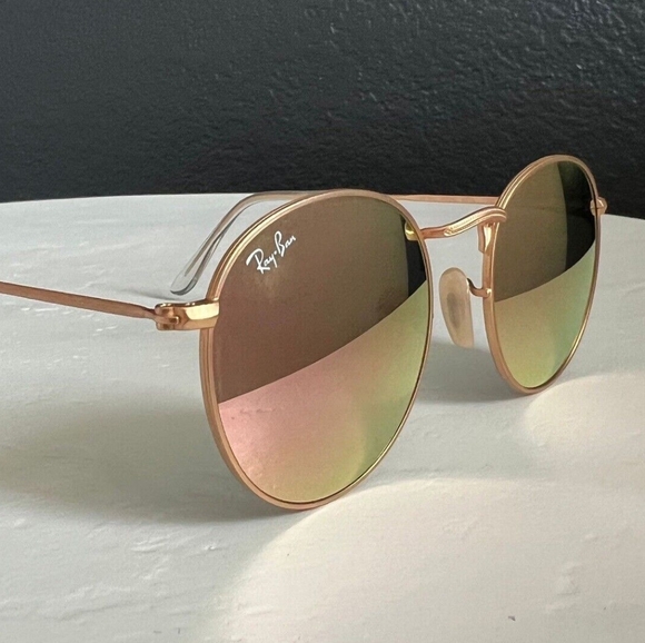 LIKE NEW RayBan Round Metal RB3447 Pink Mirror Flash Ray ban Sunglasses - Picture 3 of 16